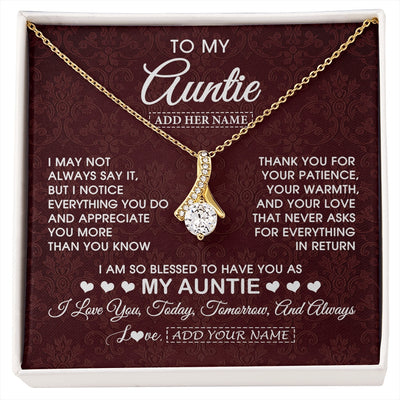 Alluring Beauty Necklace 18K Yellow Gold Finish | 1 | Personalized To My Auntie Gifts From Niece Nephew Necklace Meaningful Jewelry Pendant Gifts For Auntie Mothers Day Birthday Christmas Gift Box Message Card | https://siriusteestore.