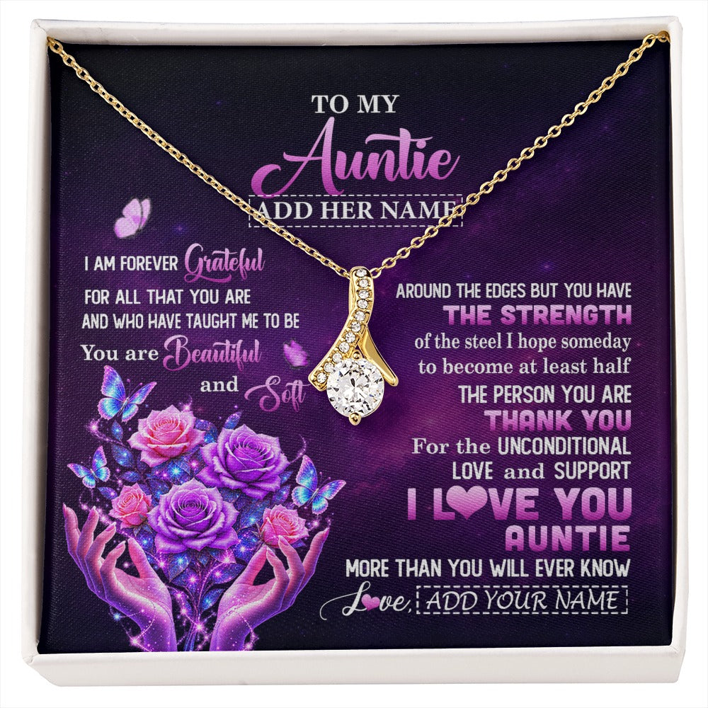 Alluring Beauty Necklace 18K Yellow Gold Finish | 1 | Personalized To My Auntie Necklace From Niece Thank You For Love Butterfly Auntie Birthday Mothers Day Thanksgiving Christmas Custom Gift Box Message Card | https://siriusteestore.