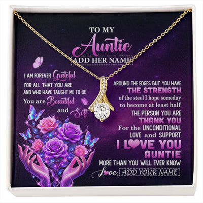Alluring Beauty Necklace 18K Yellow Gold Finish | 1 | Personalized To My Auntie Necklace From Niece Thank You For Love Butterfly Auntie Birthday Mothers Day Thanksgiving Christmas Custom Gift Box Message Card | https://siriusteestore.