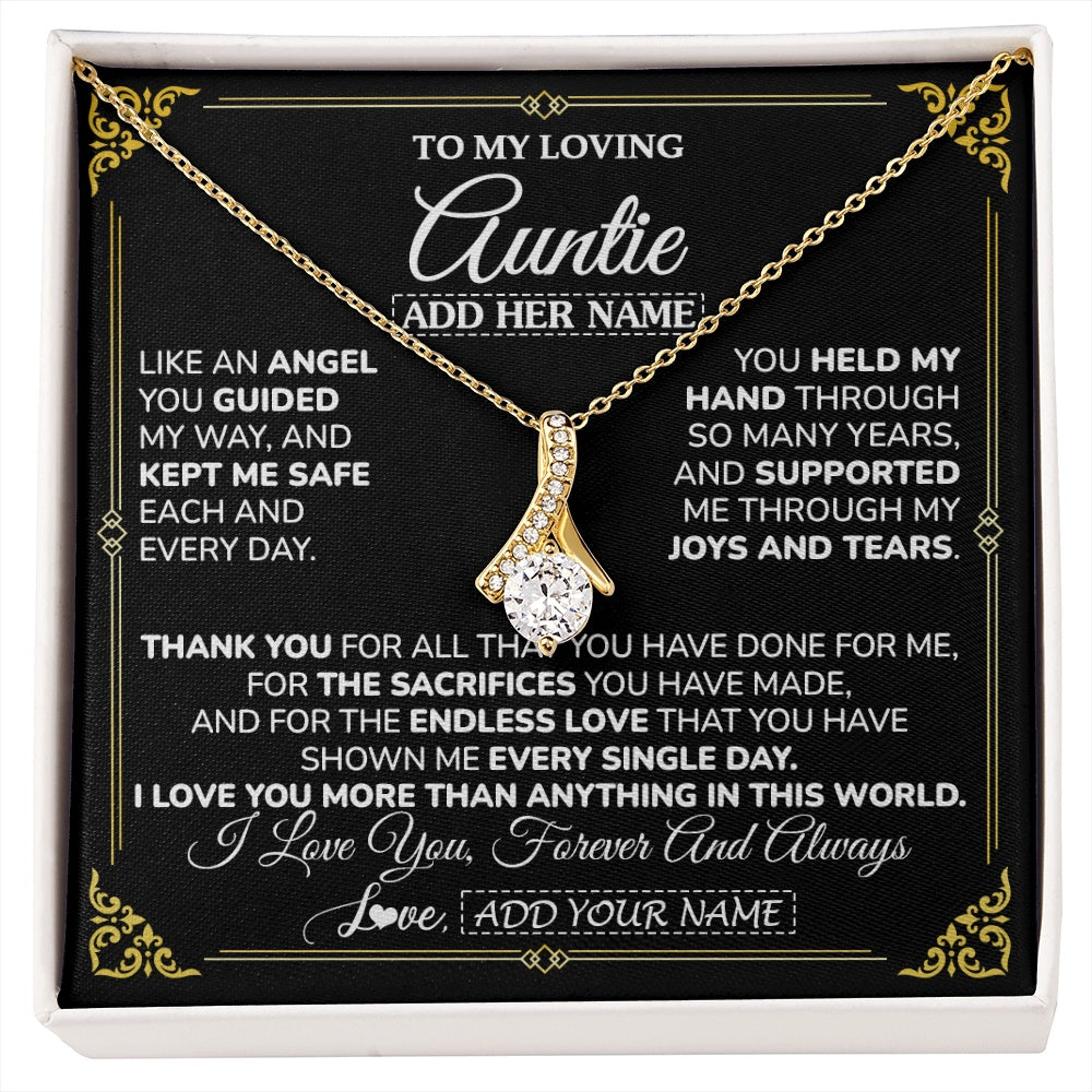 Alluring Beauty Necklace 18K Yellow Gold Finish | 1 | Personalized To My Auntie Necklace Gifts Meaningful Gift To Auntie From Niece Without You There Is No Me Mothers Day Aunt Birthday Gift Box Message Card | https://siriusteestore.