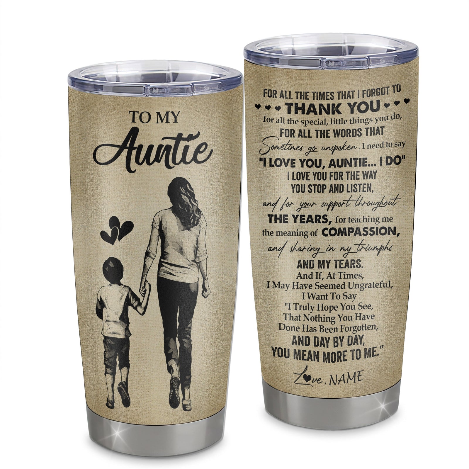 Personalized To My Auntie Tumbler From Nephew Stainless Steel Cup For All The Times That I Forgot To Thank You Auntie Birthday Mothers Day Christmas Travel Mug | siriusteestore