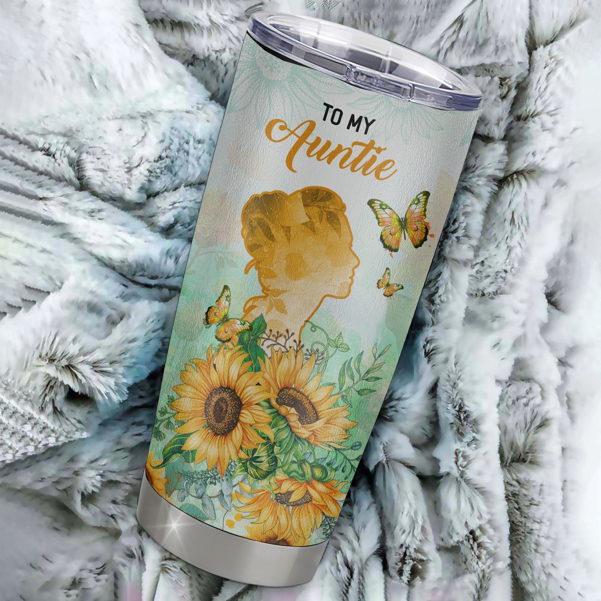 Personalized To My Auntie Tumbler From Niece Nephew Stainless Steel Sunflower Forever Grateful Auntie Gift Birthday Mothers Day Christmas Travel Mug | siriusteestore