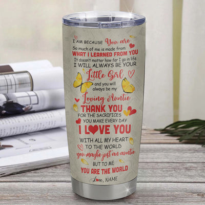 Personalized To My Auntie Tumbler From Niece Stainless Steel Cup Thank You Dancing Sunflower Auntie Birthday Mothers Day Thanksgiving Christmas Travel Mug | siriusteestore