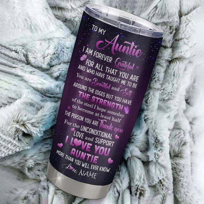 Personalized To My Auntie Tumbler From Niece Stainless Steel Thank You For Love Butterfly Auntie Gift Birthday Mothers Day Thanksgiving Christmas Travel Mug | siriusteestore