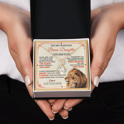 Alluring Beauty Necklace 18K Yellow Gold Finish | 2 | Personalized To My Badass Bonus Daughter Gifts From Stepmom Necklace Lion Jewelry Gifts Present Ideas For Stepdaughter Birthday Christmas Gift Box Message Card | https://siriusteestore.