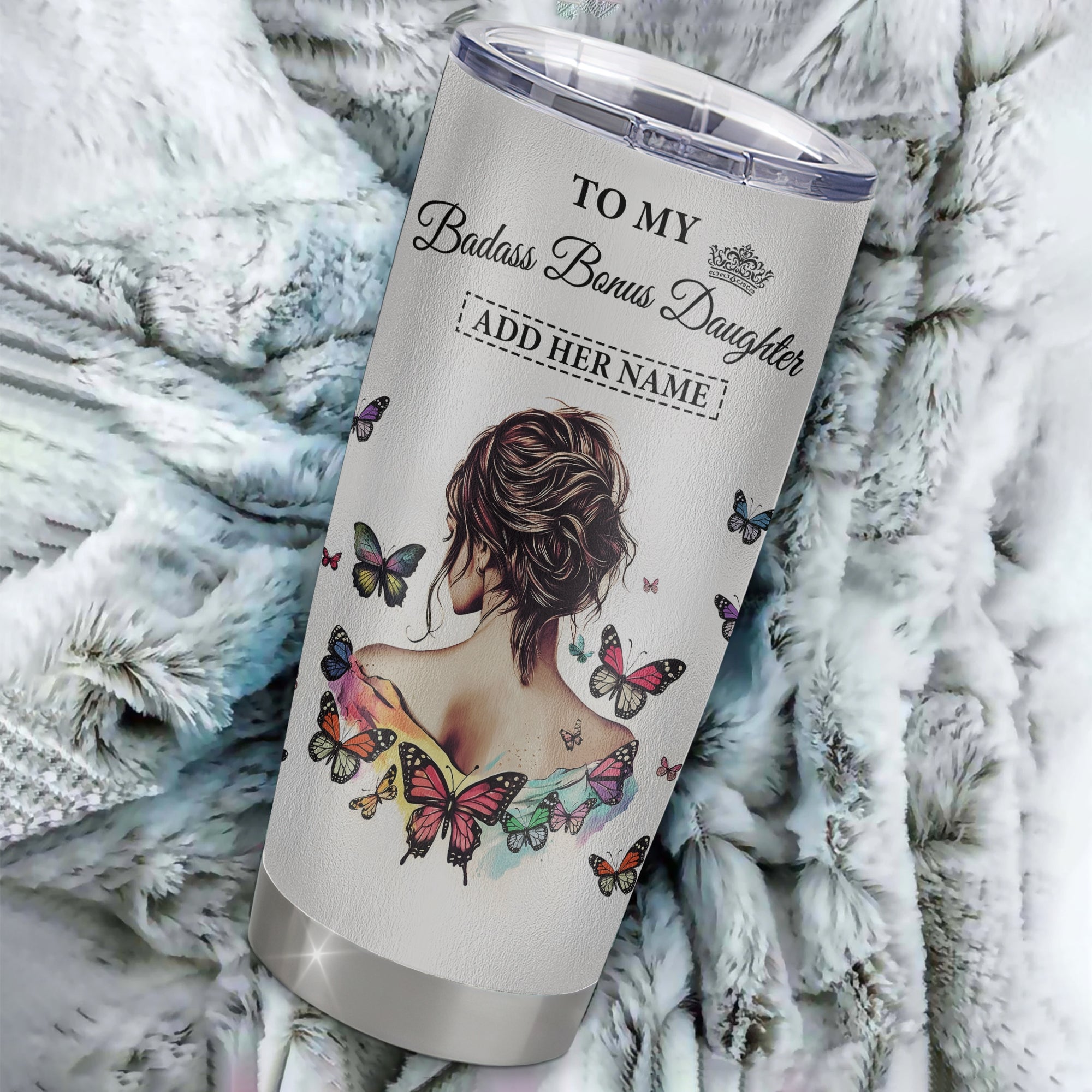 Personalized To My Badass Bonus Daughter I Am The Storm Tumbler From Stepdad Stepmom Beautiful Step Daughter Birthday Gifts Christmas Adults Custom Stainless Steel Mug | siriusteestore