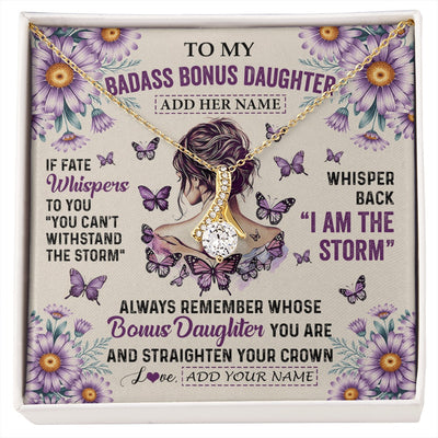 Alluring Beauty Necklace 18K Yellow Gold Finish | 1 | Personalized To My Badass Bonus Daughter Necklace From Stepmom Purple Butterfly I Am The Storm Stepdaughter Gifts Birthday Christmas Gift Box Message Card | https://siriusteestore.