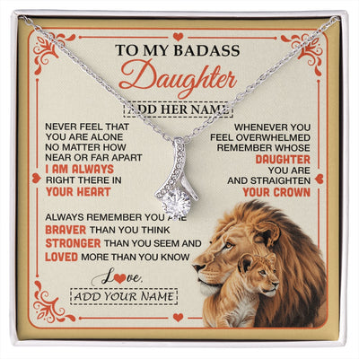 Alluring Beauty Necklace 14K White Gold Finish | 1 | Personalized To My Badass Daughter Gifts From Mom Dad Necklace Lion Jewelry Gifts Present Ideas For Daughter Birthday Christmas Custom Gift Box Message Card | https://siriusteestore.