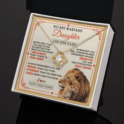 Love Knot Necklace 18K Yellow Gold Finish | 2 | Personalized To My Badass Daughter Gifts From Mom Dad Necklace Lion Jewelry Gifts Present Ideas For Daughter Birthday Christmas Custom Gift Box Message Card | https://siriusteestore.