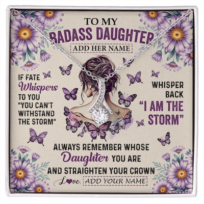 Alluring Beauty Necklace 14K White Gold Finish | 1 | Personalized To My Badass Daughter Necklace From Dad Mom Purple Butterfly I Am The Storm Daughter Gifts Birthday Graduation Christmas Gift Box Message Card | https://siriusteestore.
