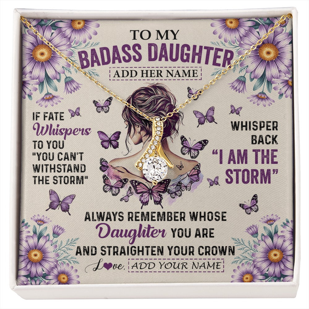 Alluring Beauty Necklace 18K Yellow Gold Finish | 1 | Personalized To My Badass Daughter Necklace From Dad Mom Purple Butterfly I Am The Storm Daughter Gifts Birthday Graduation Christmas Gift Box Message Card | https://siriusteestore.