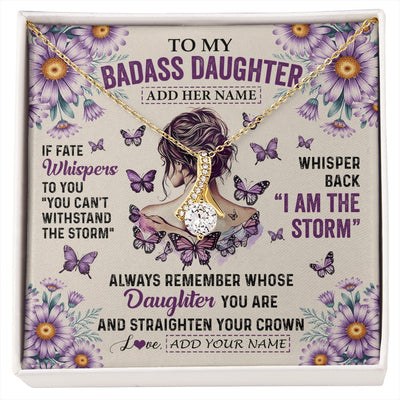 Alluring Beauty Necklace 18K Yellow Gold Finish | 1 | Personalized To My Badass Daughter Necklace From Dad Mom Purple Butterfly I Am The Storm Daughter Gifts Birthday Graduation Christmas Gift Box Message Card | https://siriusteestore.