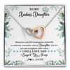 Interlocking Hearts Necklace Stainless Steel & Rose Gold Finish | 1 | Personalized To My Badass Daughter Necklace From Mom Dad Mother Straighten Your Crown Daughter Birthday Graduation Christmas Customized Gift Box Message Card | siriusteestore
