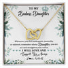 Interlocking Hearts Necklace 18K Yellow Gold Finish | 1 | Personalized To My Badass Daughter Necklace From Mom Dad Mother Straighten Your Crown Daughter Birthday Graduation Christmas Customized Gift Box Message Card | siriusteestore