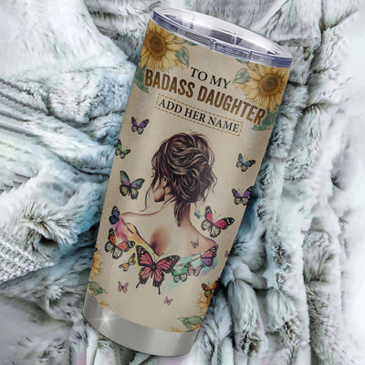 Personalized To My Badass Daughter Tumbler From Dad Mom Father I Am The Storm Daughter Gifts Birthday Graduation Christmas Custom Stainless Steel Cup Travel Mug | siriusteestore
