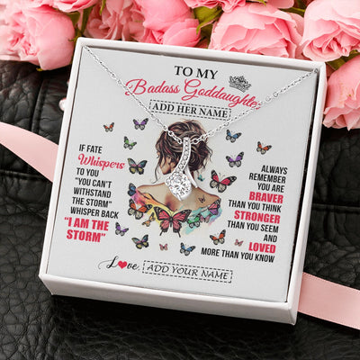 Alluring Beauty Necklace 14K White Gold Finish | 2 | Personalized To My Badass Goddaughter From Uncle Aunt Necklace I Am The Storm Goddaughter Gifts Birthday Graduation Christmas Custom Gift Box Message Card | https://siriusteestore.