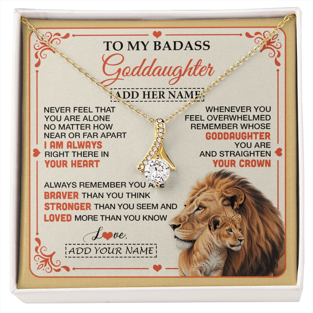 Alluring Beauty Necklace 18K Yellow Gold Finish | 1 | Personalized To My Badass Goddaughter Gifts From Godmother Necklace Lion Jewelry Gifts Present Ideas For Goddaughter Birthday Christmas Gift Box Message Card | https://siriusteestore.