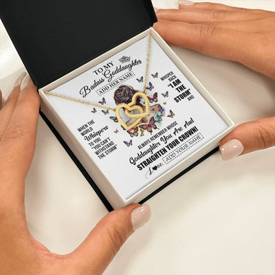 Interlocking Hearts Necklace 18K Yellow Gold Finish | 2 | Personalized To My Badass Goddaughter I Am The Storm Necklace From Godmother Beautiful Goddaughter Birthday Gifts Graduation Christmas Gift Box Message Card | https://siriusteestore.