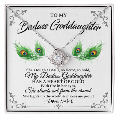 Love Knot Necklace 14K White Gold Finish | 1 | Personalized To My Badass Goddaughter Necklace From Godmother Love You Always Goddaughter Birthday Graduation Christmas Customized Gift Box Message Card | siriusteestore