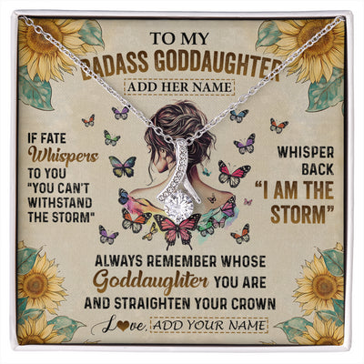 Alluring Beauty Necklace 14K White Gold Finish | 1 | Personalized To My Badass Goddaughter Necklace From Uncle Aunt I Am The Storm Goddaughter Gifts Birthday Graduation Christmas Customized Gift Box Message Card | siriusteestore