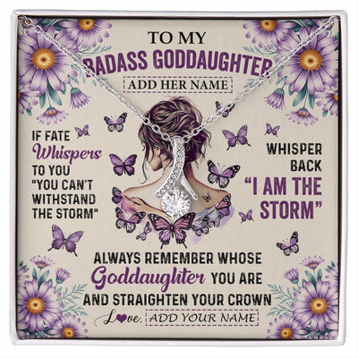 Alluring Beauty Necklace 14K White Gold Finish | 1 | Personalized To My Badass Goddaughter Necklace From Uncle Aunt Purple Butterfly I Am The Storm Goddaughter Gifts Birthday Christmas Gift Box Message Card | https://siriusteestore.