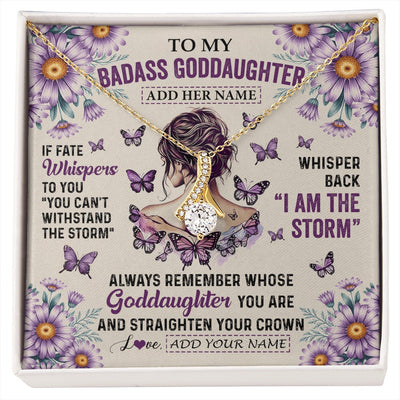 Alluring Beauty Necklace 18K Yellow Gold Finish | 1 | Personalized To My Badass Goddaughter Necklace From Uncle Aunt Purple Butterfly I Am The Storm Goddaughter Gifts Birthday Christmas Gift Box Message Card | https://siriusteestore.