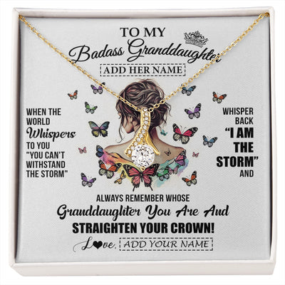 Alluring Beauty Necklace 18K Yellow Gold Finish | 1 | Personalized To My Badass Granddaughter I Am The Storm Necklace From Grandpa Papa Beautiful Granddaughter Birthday Gifts Christmas Gift Box Message Card | https://siriusteestore.