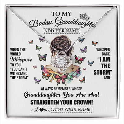 Love Knot Necklace 14K White Gold Finish | 1 | Personalized To My Badass Granddaughter I Am The Storm Necklace From Grandpa Papa Beautiful Granddaughter Birthday Gifts Christmas Gift Box Message Card | https://siriusteestore.