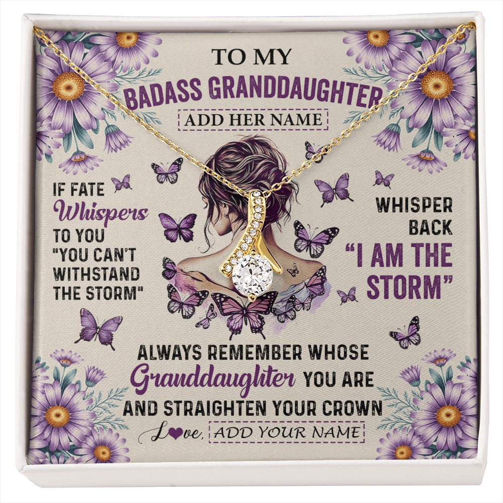 Alluring Beauty Necklace 18K Yellow Gold Finish | 1 | Personalized To My Badass Granddaughter Necklace From Grandma Purple Butterfly I Am The Storm Granddaughter Gifts Birthday Christmas Gift Box Message Card | https://siriusteestore.