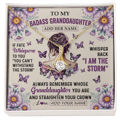 Alluring Beauty Necklace 18K Yellow Gold Finish | 1 | Personalized To My Badass Granddaughter Necklace From Grandma Purple Butterfly I Am The Storm Granddaughter Gifts Birthday Christmas Gift Box Message Card | https://siriusteestore.