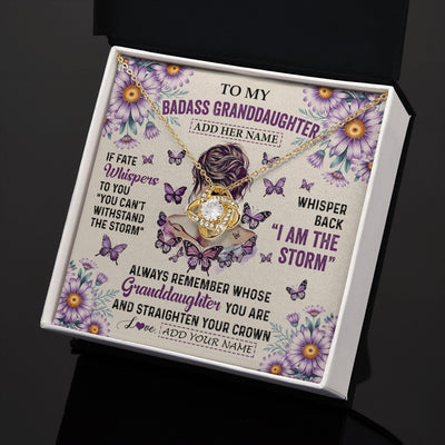 Love Knot Necklace 18K Yellow Gold Finish | 2 | Personalized To My Badass Granddaughter Necklace From Grandma Purple Butterfly I Am The Storm Granddaughter Gifts Birthday Christmas Gift Box Message Card | https://siriusteestore.