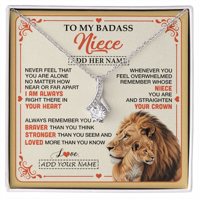 Alluring Beauty Necklace 14K White Gold Finish | 1 | Personalized To My Badass Niece Gifts From Aunt Uncle Necklace Lion Jewelry Gifts Present Ideas For Niece Birthday Graduation Christmas Gift Box Message Card | https://siriusteestore.