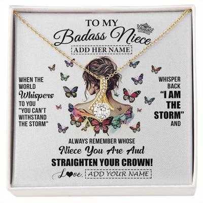 Alluring Beauty Necklace 18K Yellow Gold Finish | 1 | Personalized To My Badass Niece I Am The Storm Necklace From Uncle Aunt Auntie Beautiful Niece Birthday Gifts Graduation Christmas Gift Box Message Card | https://siriusteestore.
