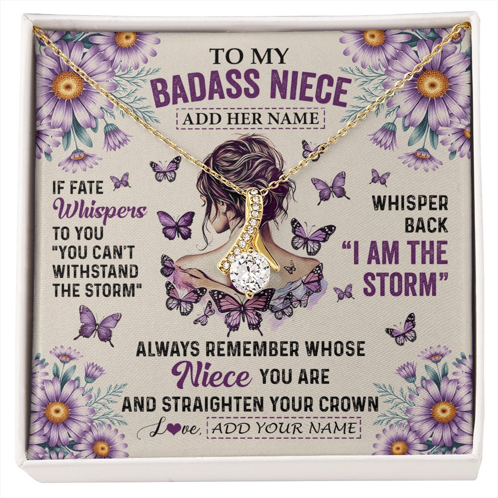Alluring Beauty Necklace 18K Yellow Gold Finish | 1 | Personalized To My Badass Niece Necklace From Aunt Purple Butterfly I Am The Storm Niece Gifts Birthday Graduation Christmas Custom Gift Box Message Card | https://siriusteestore.