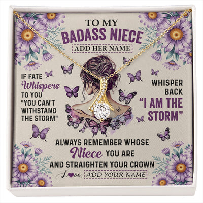 Alluring Beauty Necklace 18K Yellow Gold Finish | 1 | Personalized To My Badass Niece Necklace From Aunt Purple Butterfly I Am The Storm Niece Gifts Birthday Graduation Christmas Custom Gift Box Message Card | https://siriusteestore.