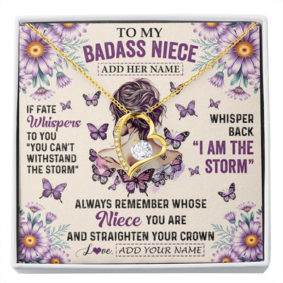 Forever Love Necklace 18K Yellow Gold Finish | 1 | Personalized To My Badass Niece Necklace From Aunt Purple Butterfly I Am The Storm Niece Gifts Birthday Graduation Christmas Custom Gift Box Message Card | https://siriusteestore.