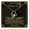 Forever Love Necklace 18K Yellow Gold Finish | 1 | Personalized To My Badass Wife Necklace From Husband Crown I Love You Wife Birthday Anniversary Wedding Valentines Day Jewelry Customized Gift Box Message Card | siriusteestore