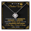 Love Knot Necklace 14K White Gold Finish | 1 | Personalized To My Badass Wife Necklace From Husband Crown I Love You Wife Birthday Anniversary Wedding Valentines Day Jewelry Customized Gift Box Message Card | siriusteestore