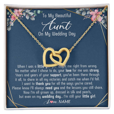 Interlocking Hearts Necklace 18K Yellow Gold Finish | 1 | Personalized To My Beautiful Aunt Necklace From Niece On My Wedding Day Aunt Of The Bride From Niece Aunt Jewelry Customized Gift Box Message Card | siriusteestore