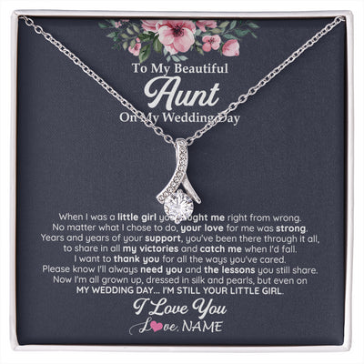 Alluring Beauty Necklace 14K White Gold Finish | 1 | Personalized To My Beautiful Aunt On My Wedding Day Necklace From Niece Little Girl Aunt Of Bride Wedding Day Jewelry Customized Gift Box Message Card | siriusteestore