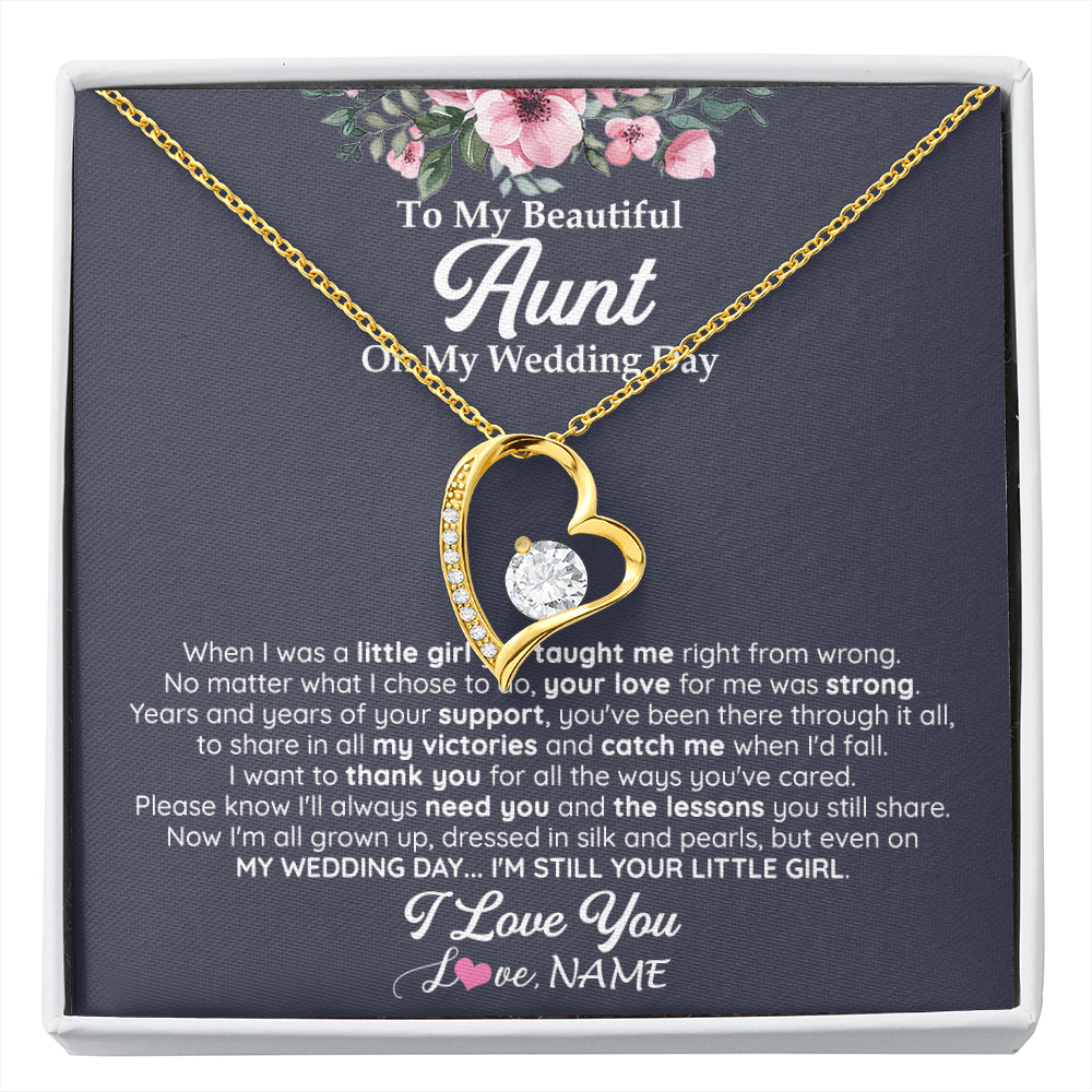 Forever Love Necklace 18K Yellow Gold Finish | 1 | Personalized To My Beautiful Aunt On My Wedding Day Necklace From Niece Little Girl Aunt Of Bride Wedding Day Jewelry Customized Gift Box Message Card | siriusteestore