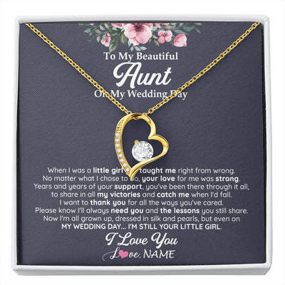 Forever Love Necklace 18K Yellow Gold Finish | 1 | Personalized To My Beautiful Aunt On My Wedding Day Necklace From Niece Little Girl Aunt Of Bride Wedding Day Jewelry Customized Gift Box Message Card | siriusteestore