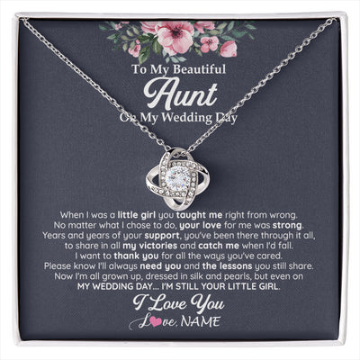 Love Knot Necklace 14K White Gold Finish | 1 | Personalized To My Beautiful Aunt On My Wedding Day Necklace From Niece Little Girl Aunt Of Bride Wedding Day Jewelry Customized Gift Box Message Card | siriusteestore