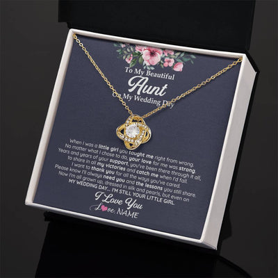 Love Knot Necklace 18K Yellow Gold Finish | 2 | Personalized To My Beautiful Aunt On My Wedding Day Necklace From Niece Little Girl Aunt Of Bride Wedding Day Jewelry Customized Gift Box Message Card | siriusteestore