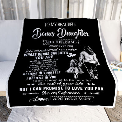 Personalized To My Beautiful Bonus Daughter Blanket From Step Mom Believe In Yourself Stepdaughter Birthday Gifts Christmas Customized Fleece Throw Blanket | siriusteestore