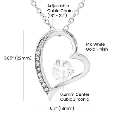 Forever Love Necklace 14K White Gold Finish | 4 | Personalized To My Beautiful Bonus Daughter Gifts From Dad Mom Pendant Necklace I Close My Eyes Birthday Gifts Christmas Graduation Gift Box Message Card | https://siriusteestore.