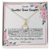 Alluring Beauty Necklace 18K Yellow Gold Finish | 1 | Personalized To My Beautiful Bonus Daughter Necklace from Stepmother I Am Here For You Floral Stepdaughter Birthday Christmas Customized Gift Box Message Card | siriusteestore