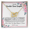 Interlocking Hearts Necklace 18K Yellow Gold Finish | 1 | Personalized To My Beautiful Bonus Daughter Necklace from Stepmother I Am Here For You Floral Stepdaughter Birthday Christmas Customized Gift Box Message Card | siriusteestore