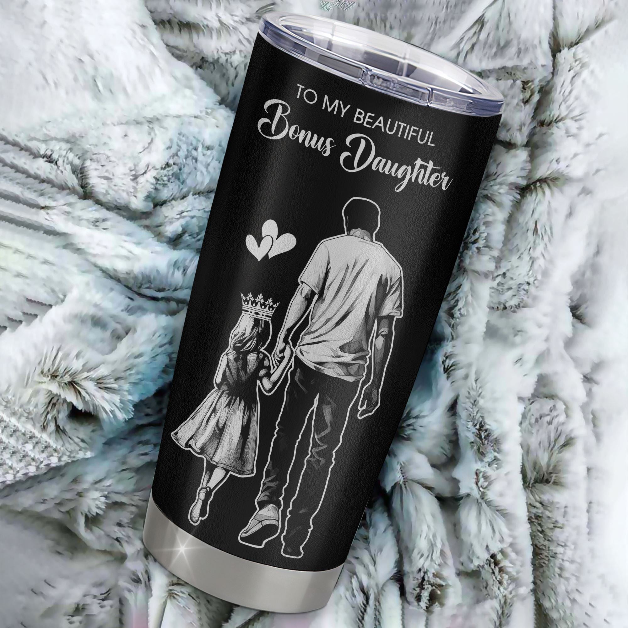 Personalized To My Beautiful Bonus Daughter Tumbler From Step Dad Believe In Yourself Stepdaughter Birthday Gifts Christmas Custom Stainless Steel Cup Travel Mug | siriusteestore