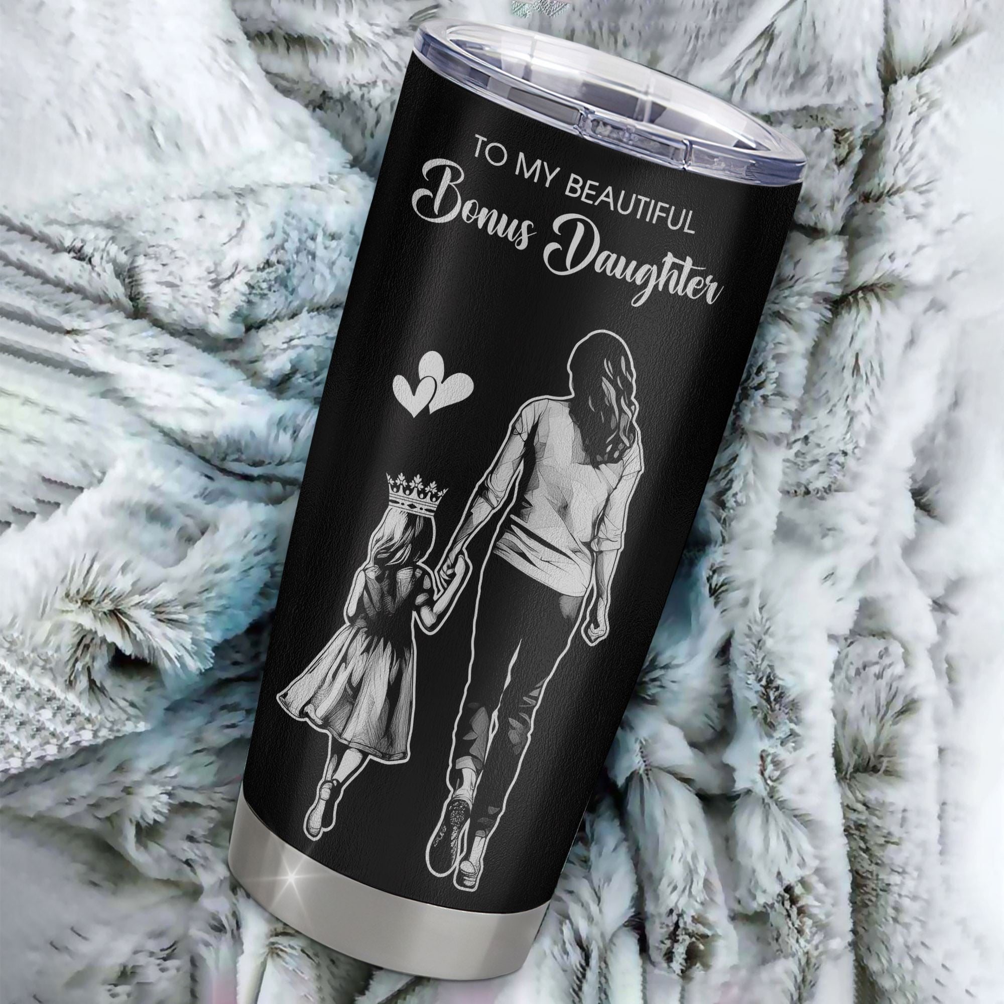Personalized To My Beautiful Bonus Daughter Tumbler From Step Mom Believe In Yourself Stepdaughter Birthday Gifts Christmas Custom Stainless Steel Cup Travel Mug | siriusteestore